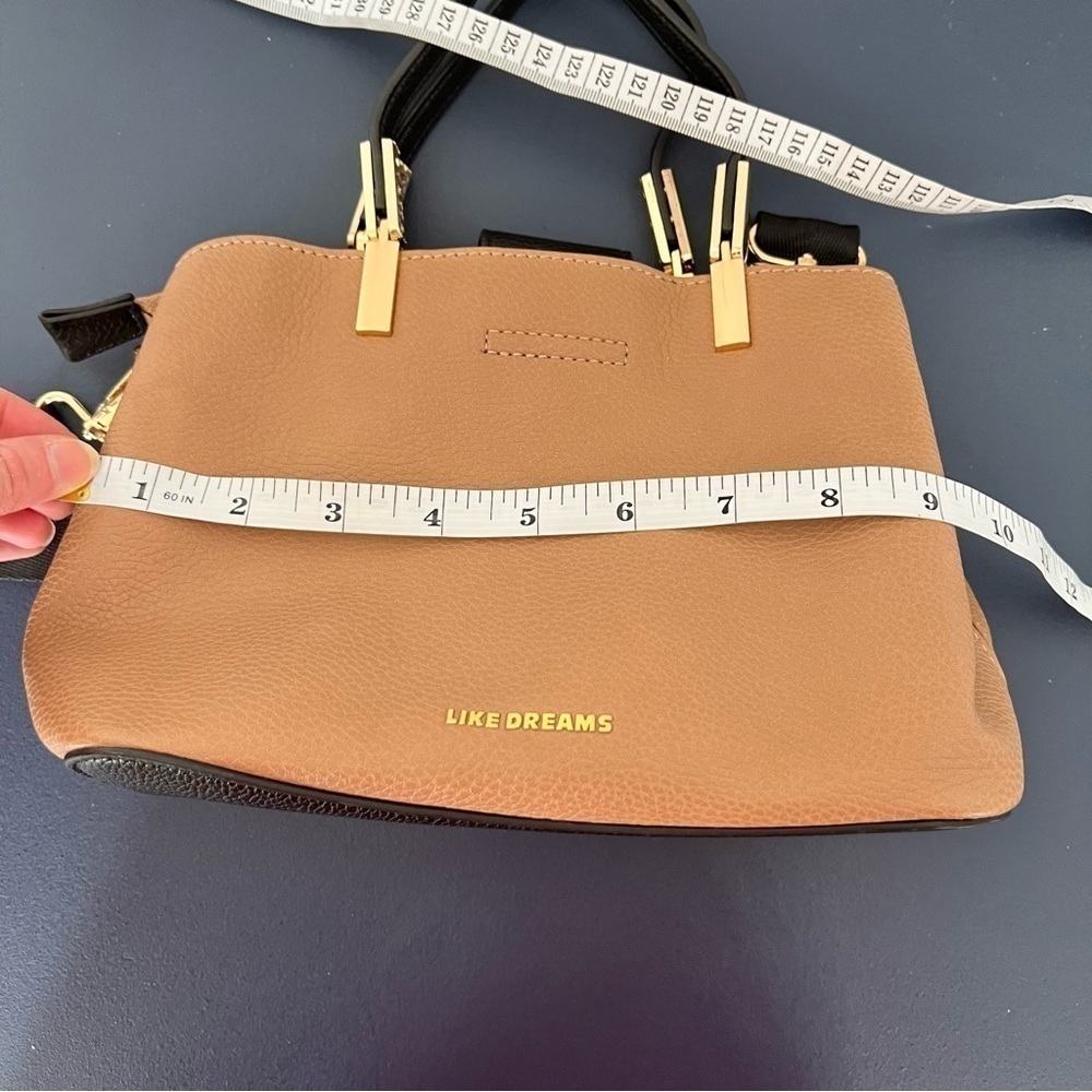 LIKE DREAMS Women Vegan Leather Detachable Strap Bucket Crossbody Bag Camel - Picture 14 of 16